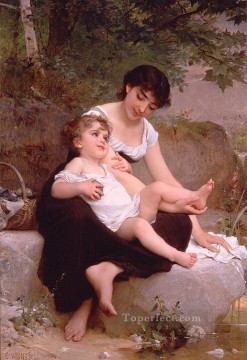 母と子 アカデミックリアリズムの少女 エミール・ムニエ Oil Paintings